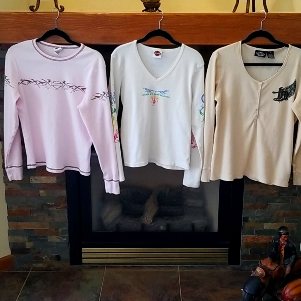 Womens LS Harley Shirts lot x3 for $35